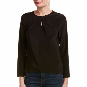 NWT Rebecca Taylor Twisted Silk Top, Black, 8